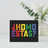 Homo Estas Spanish Mexican Funny Gay Pride LGBTQ Postkarte (Stehend Vorderseite)