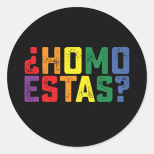 Homo Estas Spanish Mexican Funny Gay Pride LGBTQ Runder Aufkleber