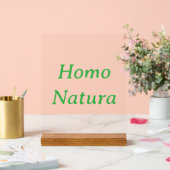 Homo Natura Acrylic Sign with Wood Block Stand Acrylschild (Hochzeit)