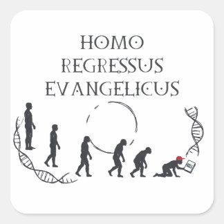 Homo Regressus Evangelicus – Lustige Anti-MAGA-Kar Quadratischer Aufkleber