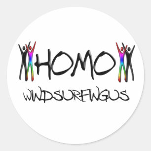 Homo Windsurfen Runder Aufkleber