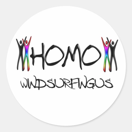 Homo Windsurfen Runder Aufkleber (Vorderseite)