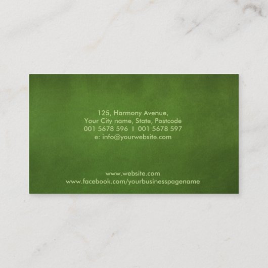 Homöopathie - Berufliche pflanzliche Medizin Visitenkarte (Rückseite)