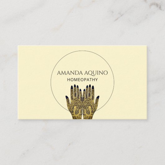 Homöopathie Henna Hands Gesundheit Visitenkarte (Vorderseite)
