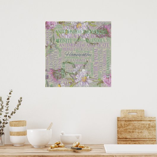 Homöopathie - Word Art with Remedies Poster (Küche)