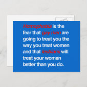 HOMOPHOBIA IST DIE ANGST, DASS GAY MEN IHNEN LECKE POSTKARTE (Vorne/Hinten)