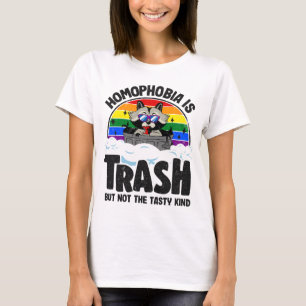 Homophobie ist Mülleimer Raccoon Rainbow Flag Gay T-Shirt