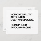 HOMOSEXUALITÄT FINDET SICH IN 400 ARTEN POSTKARTE (Vorne/Hinten)