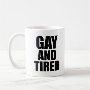 Homosexuell und müde kaffeetasse