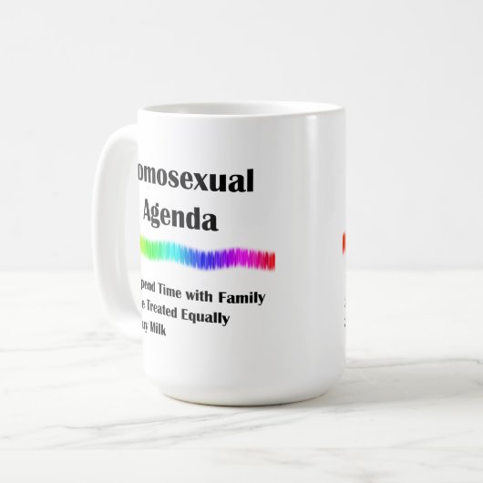 Homosexuelle Agenda Kaffeetasse (Vorderseite Links)