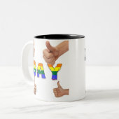 Homosexuelle Daumen oben Zweifarbige Tasse (Vorderseite Links)