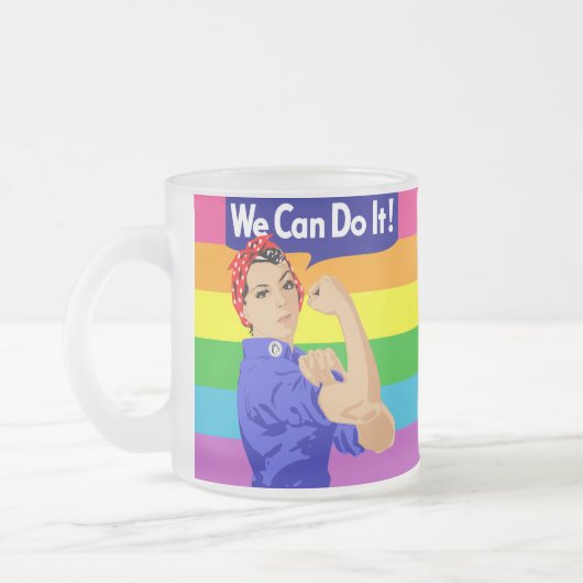HOMOSEXUELLE FLAGGE UND ROSIE DE RIVETER MATTGLASTASSE (Links)
