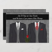 Homosexuelle Hochzeits-Einladung mit zwei Tuxedos Einladung (Vorne/Hinten)