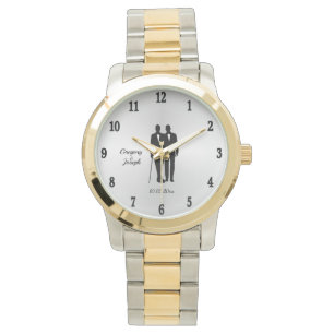 Homosexuelle Hochzeitsräume mit Namen und Datum Armbanduhr