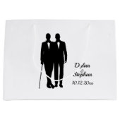 Homosexuelle Hochzeitsräume mit Namen und Datum Große Geschenktüte (Vorderseite)