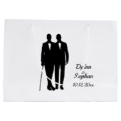 Homosexuelle Hochzeitsräume mit Namen und Datum Große Geschenktüte (Rückseite)
