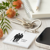 Homosexuelle Hochzeitsräume mit Namen und Datum Schlüsselanhänger (Vorderseite rechts)