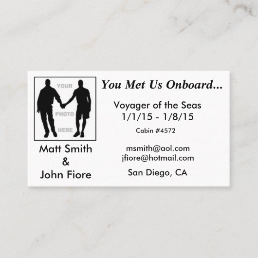 Homosexuelle Kreuzfahrt-Karte (mit Rückseite) Visitenkarte (Vorderseite)