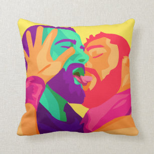 Homosexuelle küssende Männer, Regenbogen-Kunst, Kissen
