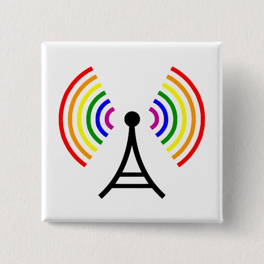 Homosexuelle Wifi Regenbogen-Signal-Antenne Button (Vorderseite)