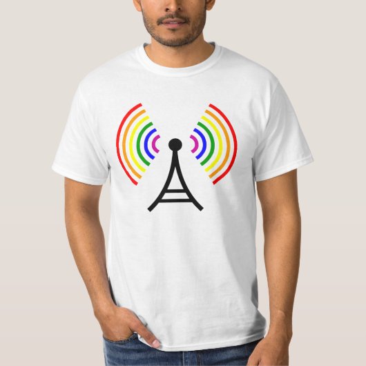 Homosexuelle WiFi-Regenbogen-Signal-Antenne T-Shirt (Vorderseite)
