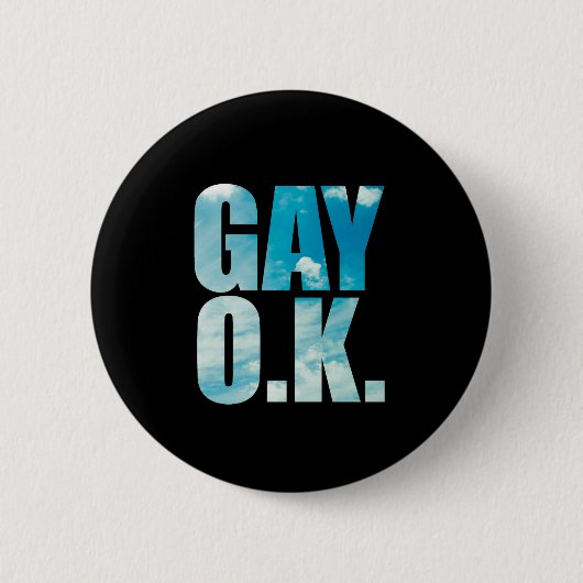 Homosexueller OKAY lustiger Hipster-Wolken-Text Button (Vorderseite)