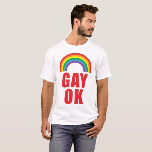 Homosexueller OKAYstolz-T - Shirt mit rotem Text (Vorne ganz)