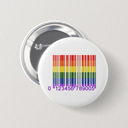 Homosexueller Regenbogen-Barcode 1 Button (Vorne & Hinten)