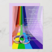 Homosexueller Regenbogen und Ringe, die Einladung (Vorne/Hinten)