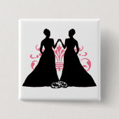 Homosexuelles Braut-Rosa-lesbische Hochzeit blühen Button (Vorderseite)