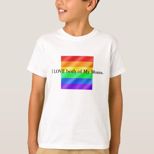 Homosexuelles (groß), i-LIEBE beide meiner Mammen T-Shirt (Vorderseite)