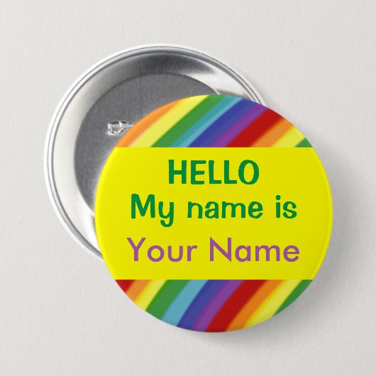 Homosexuelles oder Kinderregenbogen hallo mein Button (Vorne & Hinten)
