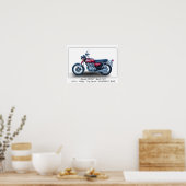 Honda CB350 Four 1973 Motorrad - A3 Print Poster (Küche)