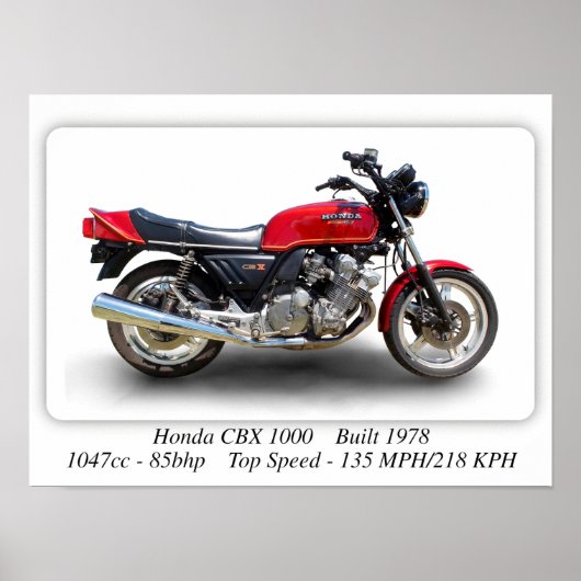 Honda CBX 1000 Motorrad - A3-Druckplakat Poster (Vorne)