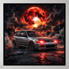 Honda Civic EG6 SiR ein Karmesinmond Poster