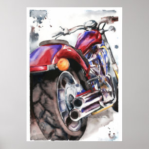 Honda Fury Motorrad Wasserfarbe von Jamie Hansen Poster