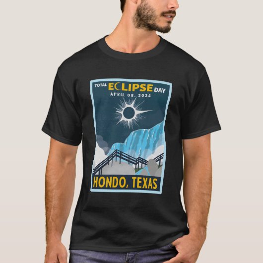 Hondo Texas Total Solar Eclipse 2024 T-Shirt (Vorderseite)