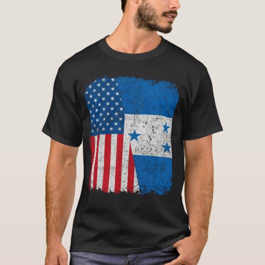 Honduran American Flag Half USA Honduras Root Prou T-Shirt (Vorderseite)