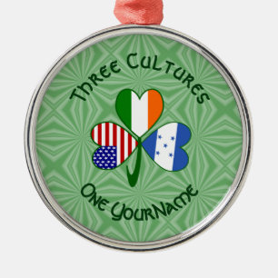 Honduranisch Irisch Amerikanische Flaggen Kleeblat Ornament Aus Metall