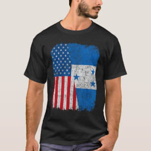 Honduras American Flag Half USA Honduras Root Prou T-Shirt