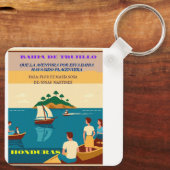 Honduras BAHIA DE TRUJILLO Retro poster Schlüsselanhänger (Rückseite)