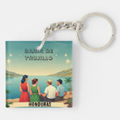 Honduras BAHIA DE TRUJILLO Retro poster Schlüsselanhänger (Rückseite)