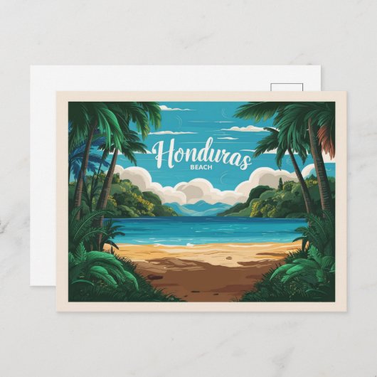 Honduras Beach Retro Travel Postkarte (Vorne/Hinten)