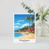 Honduras Caribbean Art Vintage Travel Illustration Postkarte (Stehend Vorderseite)