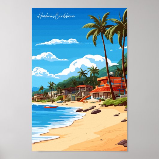 Honduras Caribbean Travel Art Vintag Poster (Vorne)