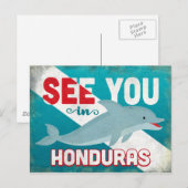 Honduras Dolphin - Retro Vintage Travel Postkarte (Vorne/Hinten)