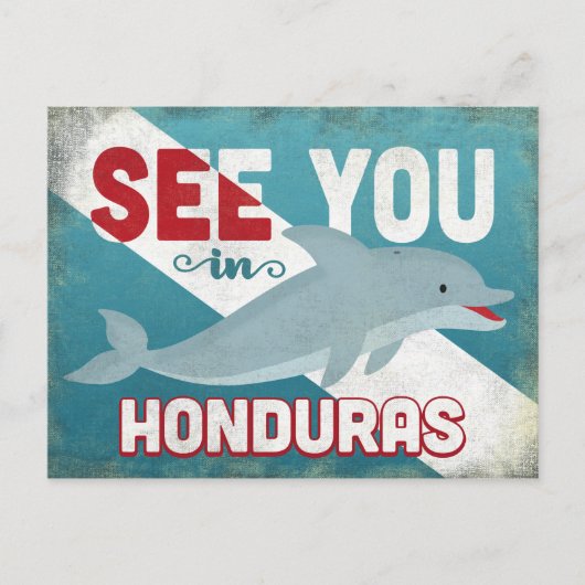 Honduras Dolphin - Retro Vintage Travel Postkarte (Vorderseite)