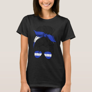 Honduras Flag Messy Bun Hair Honduran Mama Woman G T-Shirt