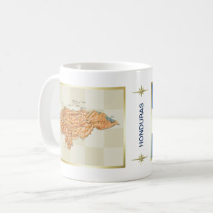 Honduras-Flagge + Karten-Tasse Kaffeetasse