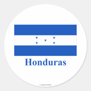Honduras-Flagge mit Name Runder Aufkleber